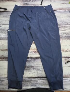 Cherokee Infiniti Women's Mid-Rise Jogger Scrub Pants Navy Blue Size 2XL Petite
